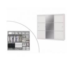 Armoire avec miroir VALMAR - 3 portes coulissantes - L.250cm - Blanc - Armoire