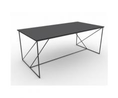 Table à manger avec piètement luge graphique décor bois et métal L180 x P75 cm WALTER - Tables salle à manger