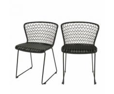 Lot de 2 chaises de jardin en corde Quadro - Couleur - Noir - Chaise