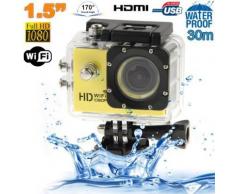 Caméra sport WiFi embarquée plongée caisson 12MP Full HD 1080P Jaune - Appareil photo numérique compact