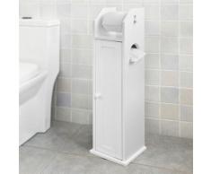 Support Papier Toilette Armoir Porte-papier Toilettes Porte Brosse WC en Bois - Blanc FRG135-W SoBuy® - Meubles de salle de bain