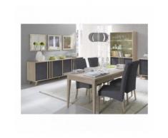 Salle à manger complète MALMO. Buffet, bahut + vaisselier + 3 x miroirs + Table 160 cm. Coloris sonoma et gris béton - Buffets