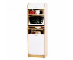 Grand Meuble Micro-Onde Meuble de Cuisine Hêtre + rideau blanc - Buffets