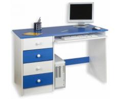 Bureau enfant 4 tiroirs lasuré blanc bleu - Bureaux