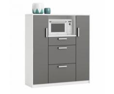 Desserte buffet micro-ondes - blanc perle et gris - Dessertes de rangement