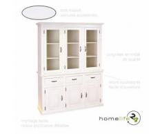 Buffet commode bahut vaisselier bas haut rangement 3 tiroirs/ 6 portes blanc - Commodes