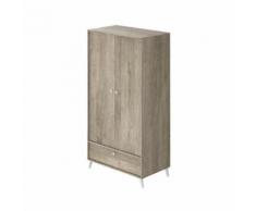 FINLANDEK Armoire de chambre SOLVEIG scandinave placage chene et blanc - L 100 cm - Armoire