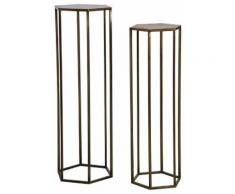 Sellettes hexagonales en métal doré vieilli (lot de 2) - Tables d'appoint