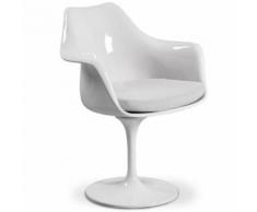Myfaktory - Chaise tulipe pivotante - simili cuir - fibre de verre blanc - Chaise