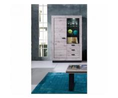 Vitrine, vaisselier, argentier MALAGA coloris chêne wellington + LED. Meuble design pour votre salle à manger. - Buffets