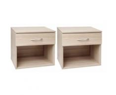 2 tables de nuit chevet avec tiroir armoire meuble chambre - Tables de chevet