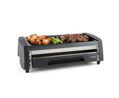 Klarstein Doppeldecker Four Grill Barbecue électrique 2-en-1 revêtement antiadhésif - inox - Grillade et barbecue
