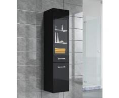 Armoire de rangement Rio Hauteur : 131 cm Noir brillant - Meuble de rangement haut placard meuble de salle de bain - Installations salles de bain