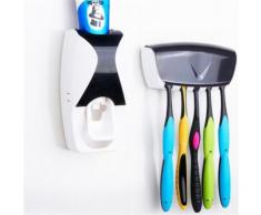 Distributeur Dentifrice automatique Mural Pressoir Porte 5 Brosses A Dents Noir - Accessoires de bain