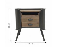 Table de Chevet Bout de Canapé Guéridon Industriel 62 cm x 54 cm - Commodes