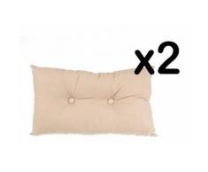 Lot de 2 coussins rectangulaires en coton et polyster coloris lin, 30 x 50 cm -PEGANE- - Textile séjour