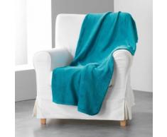 Jete de canape 180 x 220 cm coral uni louna Bleu lagon - Textile séjour