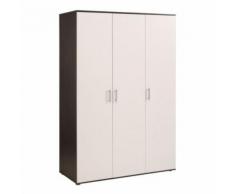 Armoire 3 portes battantes Blanc/Wengé - KALIF - Armoire