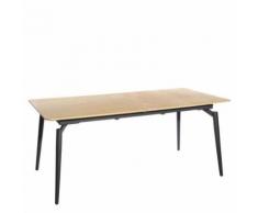 Table à manger rectangulaire extensible 180-230cm en MDF aspect bois naturel et pieds en métal REPPE - L 180 x l 90 x H 75 - Tables salle à manger