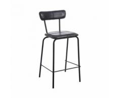 Lot de 2 tabourets hauts simili cuir noir structure métal NOUR - Tabourets