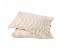 Lot de 2 coussins rectangulaires déhoussables en coton - dessin jacquard Toison d'or Beige 40x60 cm - Textile séjour