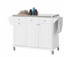 SoBuy® Table/Desserte Meuble chariot de cuisine roulant avec Plateau FKW33-W,FR - Dessertes de rangement