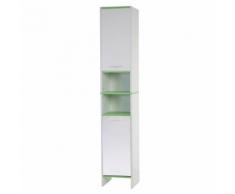 Armoire haute Arezzo, armoire de salle de bain, 56x60x28cm ~ blanc, sols verts - Commodes