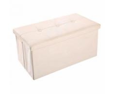 Homdox tabouret de rangement Cuir synthétique imperméable Pliable blanc - Tabourets