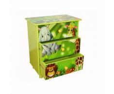 Commode 3 tiroirs chambre enfant motif jungle 48x57x30cm APE06021 - Objet à poser