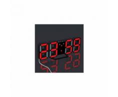 Horloge de table numérique 3d lumineux électronique luminosité réglable led réveil - noir + rouge - Décoration murale