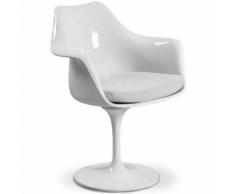 Myfaktory - Fauteuil tulipe pivotante - tissu - fibre de verre blanc - Chaise