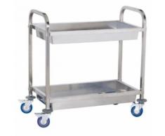 Chariot de service cuisine professionnel inox 2 bacs max 320 kg 3614114 - Accessoires de rangement