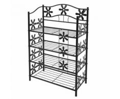 Étagère / meuble de rangement / range-chaussures / bibliothèque Genève, métal, 4 tablettes, H=90cm - Étagère