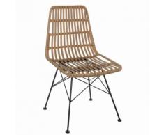 Chaise de Salle à Manger Tendance Siège de Salon Jardin Design Extérieur Intérieur en Métal et Tressage Synthétique 46x54x87cm - Chaise