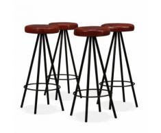 Meelady Tabouret de Bar 4 pcs en Cuir Marron et noir Chaise de Bar 30 x 76 cm - Chaise