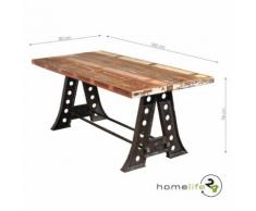 Table de salle à manger unique style Vintage noir bois de manguier recyclé pour la salle à manger - Tables salle à manger