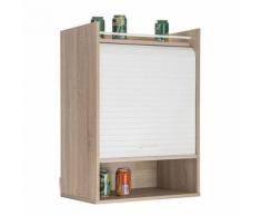 Meuble de rangement de cuisine à rideau Bois/Blanc - LUKE - Meubles de cuisine