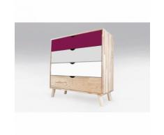 Commode Viking scandinave bois, Couleur: Prune, Gris souris, Blanc - Commodes