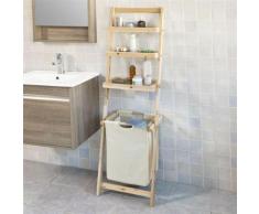SoBuy® Étagère murale style échelle pour salle de bain avec 1 Panier,FRG160-N,FR - Etagères murales et tablettes