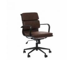 Chaise de bureau à roulettes en similicuir vieilli marron et métal DOLLA - L 57 x l 59 x H 90 - Sièges et fauteuils de bureau