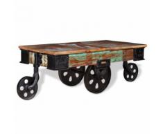 vidaXL Table Basse de Salon Bois de Récupération 90x45x35 cm Table d'Appoint - Tables de réunion