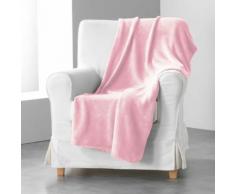 Jete de canape 180 x 220 cm coral uni louna Rose pale - Textile séjour