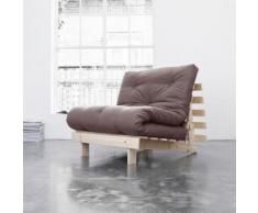 Pack Matelas Futon Taupe Coton Structure en Bois Naturel 140x200 - Ensembles matelas et sommier