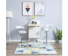 Meelady Tabourets de Bar Chaise de Bar Pivotante pour Maison, Bureau et Salon 2 pcs Similicuir 52x51x106 cm Blanc - Chaise