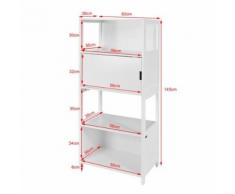 SoBuy® Meuble Colonne de Salle de bain Bibliothèque Armoire Toilette,FRG190-W FR - Bibliothèques