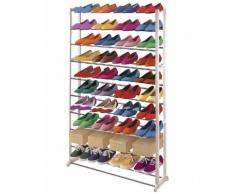 Étagère à chaussures rangement, métal/plastique, 140x25x72cm - Meubles à chaussures