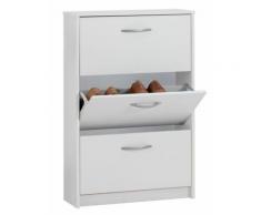 Meuble à chaussures 3 tiroirs abattants pour 6 paires coloris blanc , L 58,5 X H 104,5 X P 17 cm -PEGANE- - Meubles à chaussures