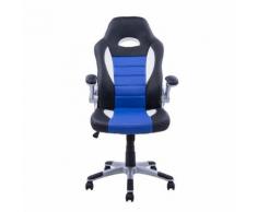 Chaise/fauteuil de bureau pivotante hauteur réglable surface en pu facile à nettoyer noir et bleu - Sièges et fauteuils de bureau