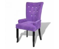 Chaise capitonnée velours violet 54 x 56 x 106 cm - Chaise
