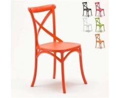 Chaise de cuisine restaurant en polypropylène VINTAGE Paysan Cross design, Couleur: Orange - Chaise